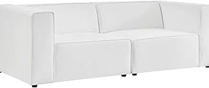 Mingle Vegan Leather 2-Piece Sectional Loveseat in White