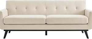 Engage Modern Tufted Back Textured Fabric Sofa in Beige