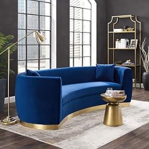 EEI-3408-NAV Resolute Curved Performance Velvet Sofa, Navy