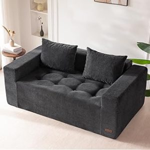 Modular Sofa Couch, 61" Loveseat Boneless Cloud Couch with Deep Seat, Chenille Upholstered Living Room Sleeper Sofa Chair for Living Room, No Assembly Required, Dark Grey