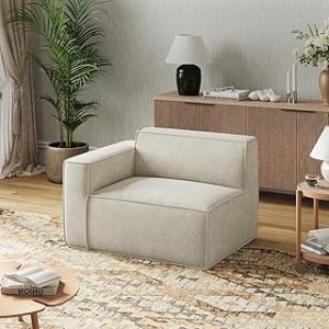 Modular Sectional Sofa, No Assembly Cloud Sectional Couch with Smarts Coil® Support, Chenille Fabric Sectional Sofa, Boneless Couch for Living Room Apartment, Beige (Left-Arm Chair)